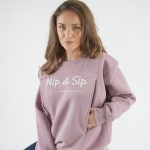 Nursing Sweatshirt 'Nip & Sip' - Dusty Pink - Image 10
