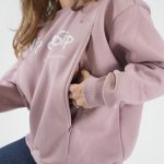 Nursing Sweatshirt 'Nip & Sip' - Dusty Pink - Image 13