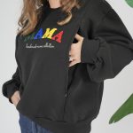 Φούτερ μπλούζα θηλασμού MAMA - Μαύρη - Image 4