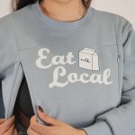 Nursing Dress 'Eat Local' - Dusty Blue - Image 3