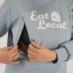 Nursing Dress 'Eat Local' - Dusty Blue - Image 4