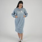 Nursing Dress 'Eat Local' - Dusty Blue - Image 5