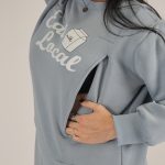 Nursing Dress 'Eat Local' - Dusty Blue - Image 8