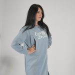 Nursing Dress 'Eat Local' - Dusty Blue - Image 10