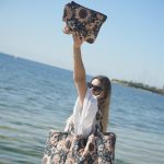 Beach cosmetic bag 'Blue Sunflower'