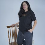 Nursing T-shirt 'MAMA' - Black & Animal Print - Image 2