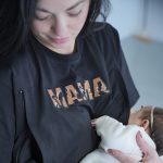 Nursing T-shirt 'MAMA' - Black & Animal Print - Image 10