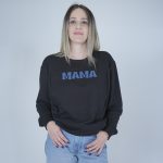 Φούτερ μπλούζα θηλασμού Μαύρο & Denim- MAMA - Image 2