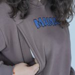 Nursing Sweatshirt 'MAMA' - Brown & Denim - Image 2
