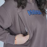 Nursing Sweatshirt 'MAMA' - Brown & Denim - Image 3