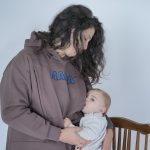Nursing Sweatshirt 'MAMA' - Brown & Denim - Image 4