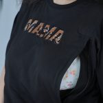 Nursing T-shirt 'MAMA' - Black & Animal Print - Image 17