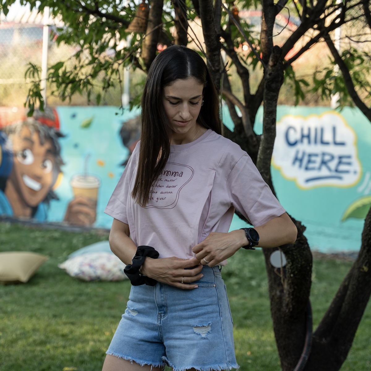 handmade mama-164 T-shirt θηλασμού ροζ - Mumma - Image 1